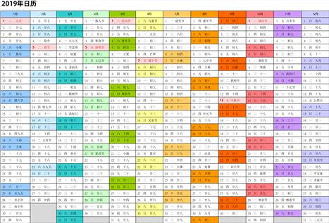 日历表2019年
